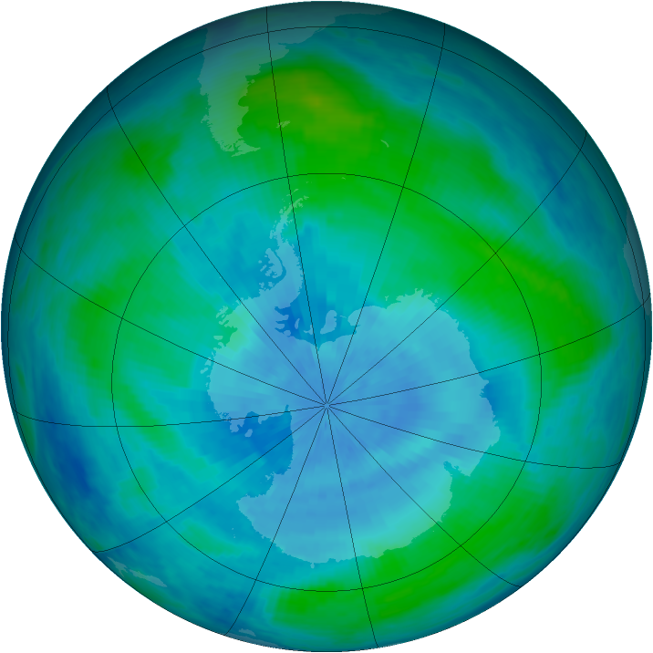Antarctic ozone map for 28 February 1986